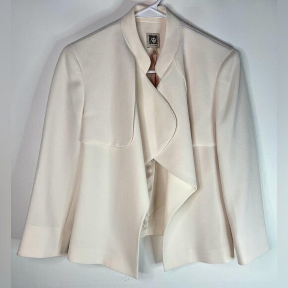 NWT ANNE KLEIN Cascade-Lapel Collar Open Front Jacket Suit Blazer Size 2